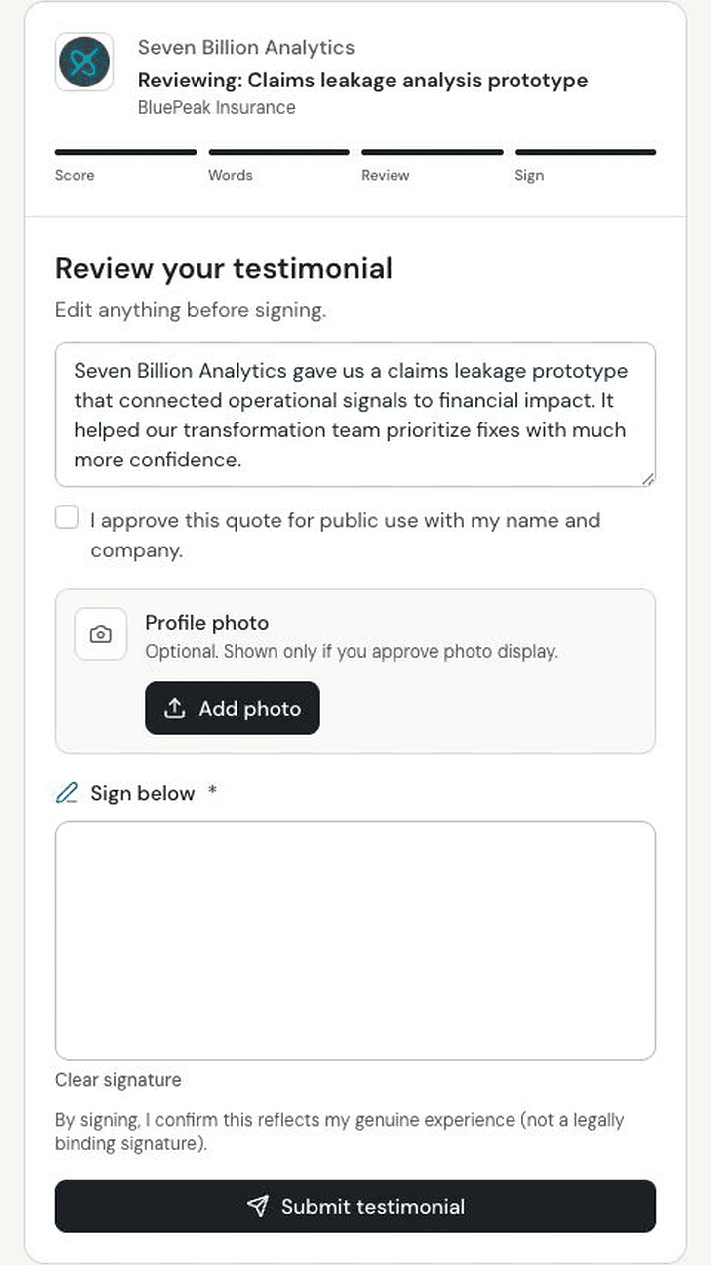 Complete client review and signature experience in Laud